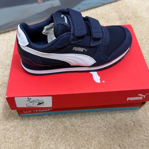Puma Navy and White Kids' Sneakers - Picture 1 of 4